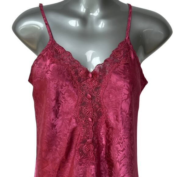Vintage Jaclyn Smith Sleepwear Nightgown Magenta Floral Slip Dress Women's Small - Picture 3 of 11